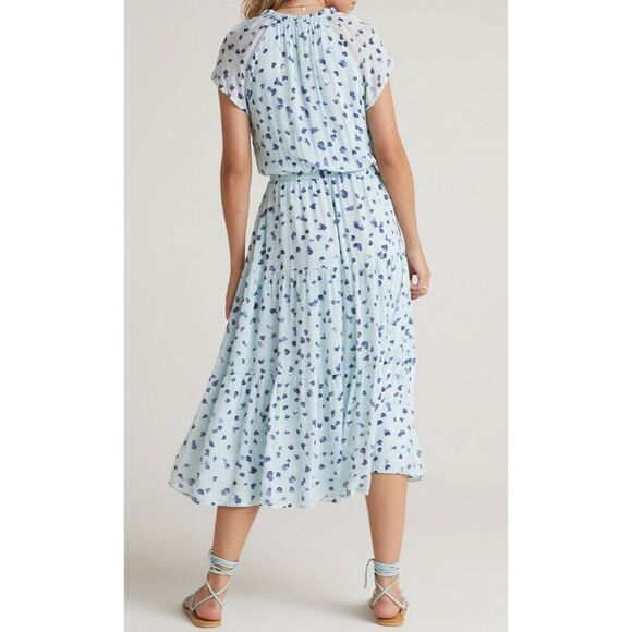 BELLA DAHL Flutter Raglan Maxi Tier Dress in Seaspray Dots Sz S - Picture 2 of 10